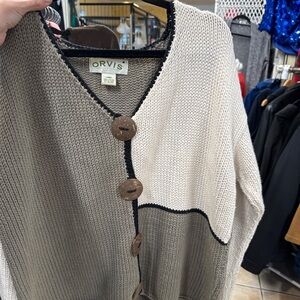 Orvis Women's Knit Cardigan - Cream and Tan
